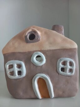 Sada 3ks ručne robené keramické domčeky na sviečku - 9