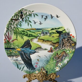 nádherné veľké porcelánové taniere s prírodnou panorámou - 9
