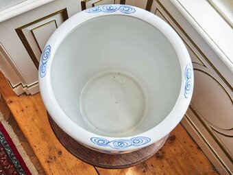 Čínský ručně malovaný porcelánový květináč – kobaltová modř, - 9