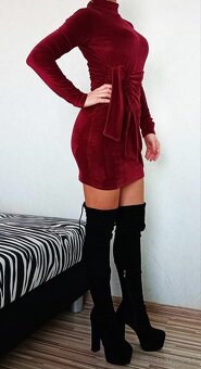 Nové dámske čierne zamatové šaty OLA VOGA - veľkosť S - 9