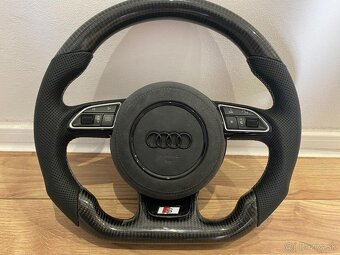 AUDI VOLANT KARBONOVY - zkoseny - karbon - perforovana koža - 9