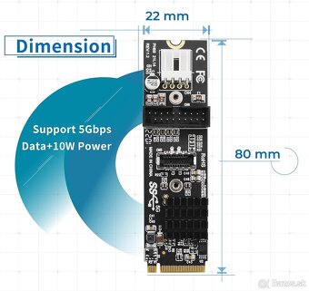 5× M.2 M‑Key to USB‑C / USB‑A interný adaptér - 9