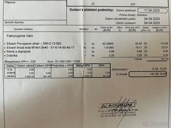 Predám EIBACH rozširovacie podložky NOVÉ, aj so skrutkami - 9