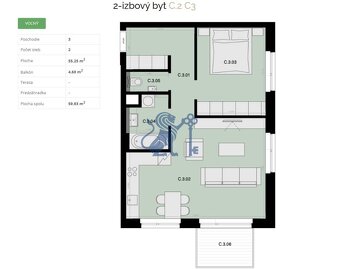 Na predaj 2-izbový byt s balkónom - C3 - 9