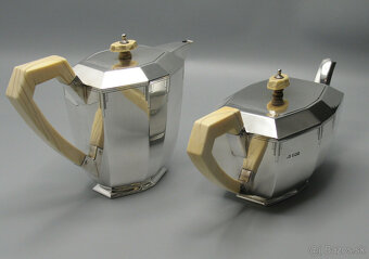 JEMNÝ ČAJOVÝ SERVIS V ŠTÝLE ART DECO STRIEBRO 1936 SHEFFIELD - 9