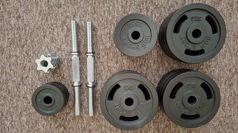 Posilňovacia lavička Reebok+činky-nakladacie 2x40kg - 9