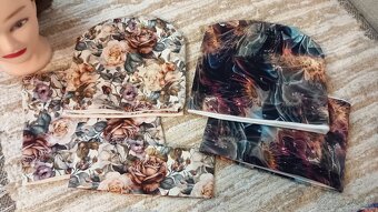 kompletik set - obojstranná čiapka a šal, čelenka - 9