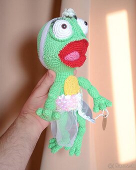 Mäkká háčkovaná žabka – originál handmade - 9