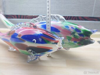 hutné sklo, váza, ryba, misa - 9