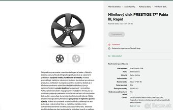 Hliníkové disky PRESTIGE 17" ŠKODA + pneu - 9