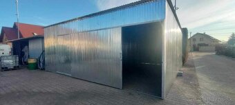 Plechová garáž 8×7 m so spádom dozadu posúvna brána - 9