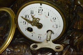 Starožitné krbové hodiny s vázami Japy Freres 1890 XXL - 9