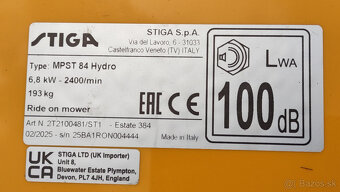 Predám Novú traktorovú kosačku STIGA Estate 384, - 9