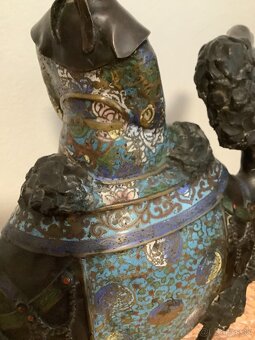 Starožitná bronzová socha Cloisonne  Japonsko - 9
