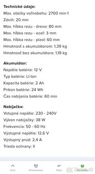 chvostova píla GÜDE UASA 12-201-24 + AKU 12V/2,0AH - 9