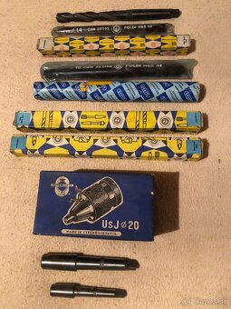 Vrtáky POLDI HSS s kužeľom,skľučovadlo UsJ 20 a redukcie - 9