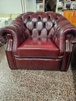 CHESTERFIELD ŠTÝL,KOŽENÁ SEDAČKA 3+3+1 - 9