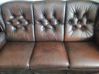 Celokožená sedacia súprava chesterfield - 9