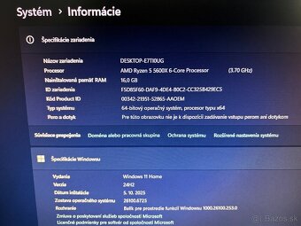 PREDÁM HERNÝ PC - R5 5600X,RTX 3060TI 8GB,16GB DDR4,SSD,HDD - 9