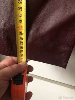 Kvalitný Kožený kabátik - bordový L - 9