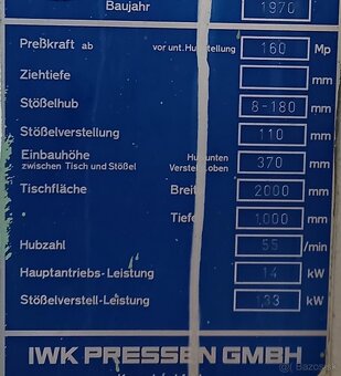 Výstředníkový lis IWK PEKRS 160 (8499) - 9