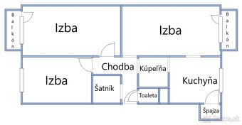 Veľký 3-izbový byt s 2 balkónmi na ul. Nábrežná, Nové Zámky - 9