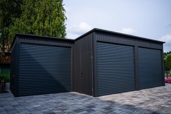 Montovaná dvojgaráž s pristavanou jednotkou – 6x5 m + 3x3 m - 9