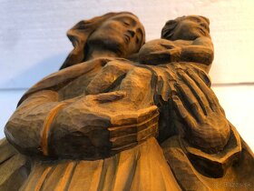 Stará veľká drevená nástenná socha MADONNA S DIEŤAŤOM - 9