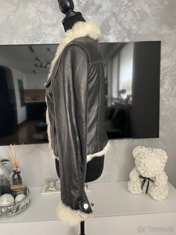 Kožená dámska bunda KRIZA JEANS s pravou kožušinou-40 - 9