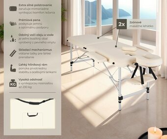 Nový prenosný masážny stôl, posteľ, lehátko, 2-dielny - 9