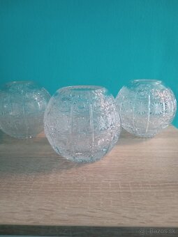 Predám 3 x guľaté ručne brúsené krištáľové vázy. - 9