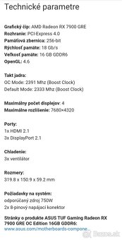 ASUS TUF Gaming Radeon™ RX 7900 GRE OC Edition 16GB GDDR6 - 9
