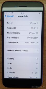 iPhone SE 2022 64GB – Top stav 98% baterka SUPER CENA - 9