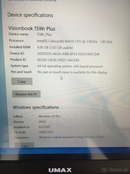 Predam ultrabook UMAX Visionbook 15Wr Plus. - 9