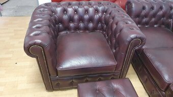 CHESTERFIELD ŠTÝL,KOŽENÁ SEDAČKA,3+1+UŠÁK+TABURET - 9