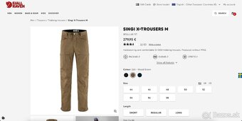 Nové outdoorové nohavice Fjallraven Singi X-Trousers M - 9