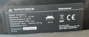 Predám robotickú kosačku YARDFORCE - 9