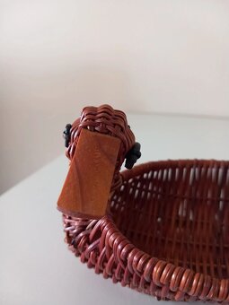 Starý prútený minikošík - miska v tvare kačičky 11,5x8 cm - 9