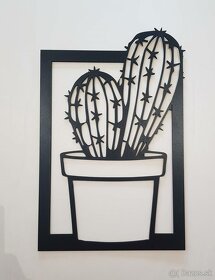 Drevená dekorácia na stenu, čierna, kaktusy - 9