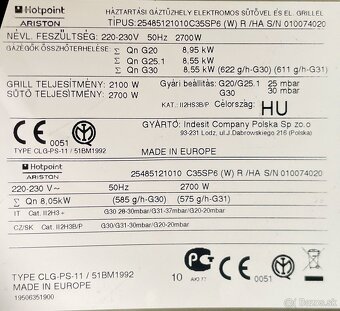 Kombinovaný sporák Hotpoint-Ariston - 9