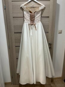 Elegantné svadobné šaty Ivory veľ. 38 + kruh + závoj zdarma - 9