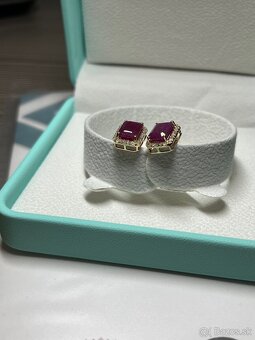 Rubinove nausnice 14k zlato s diamantami IGI - 9