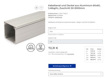 AL profil hlinikovy profil 60x60 žlab 6m - 9