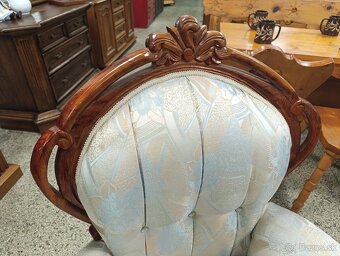 Zámecké křeslo 2 ks + konferenční stolek, i zvlášť, masív - 9