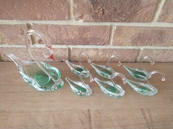 borské sklo, art deco, labute, zlatá zuzana - 9