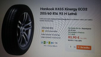 letné pneumatiky 205/60 r16 Hankook - kúpa 2024 - 9