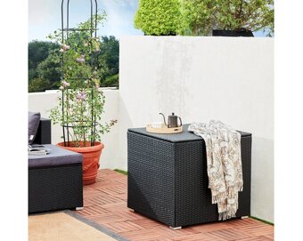 Záhradný ratanový úložný box 75x75x70cm čierny, sivý a hnedý - 9
