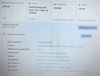 HP 6830s / Intel T3400 / 4GB RAM / 128 GB SSD / 17" LCD - 9