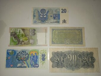 BANKOVKY 20 KČS 1944-1994, 5 RŮZNÝCH EMISÍ, NEPERF. - 9