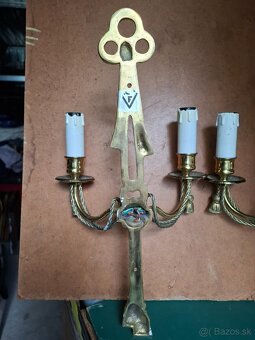 Predám staré mosadzné nástenné svietniky - 9